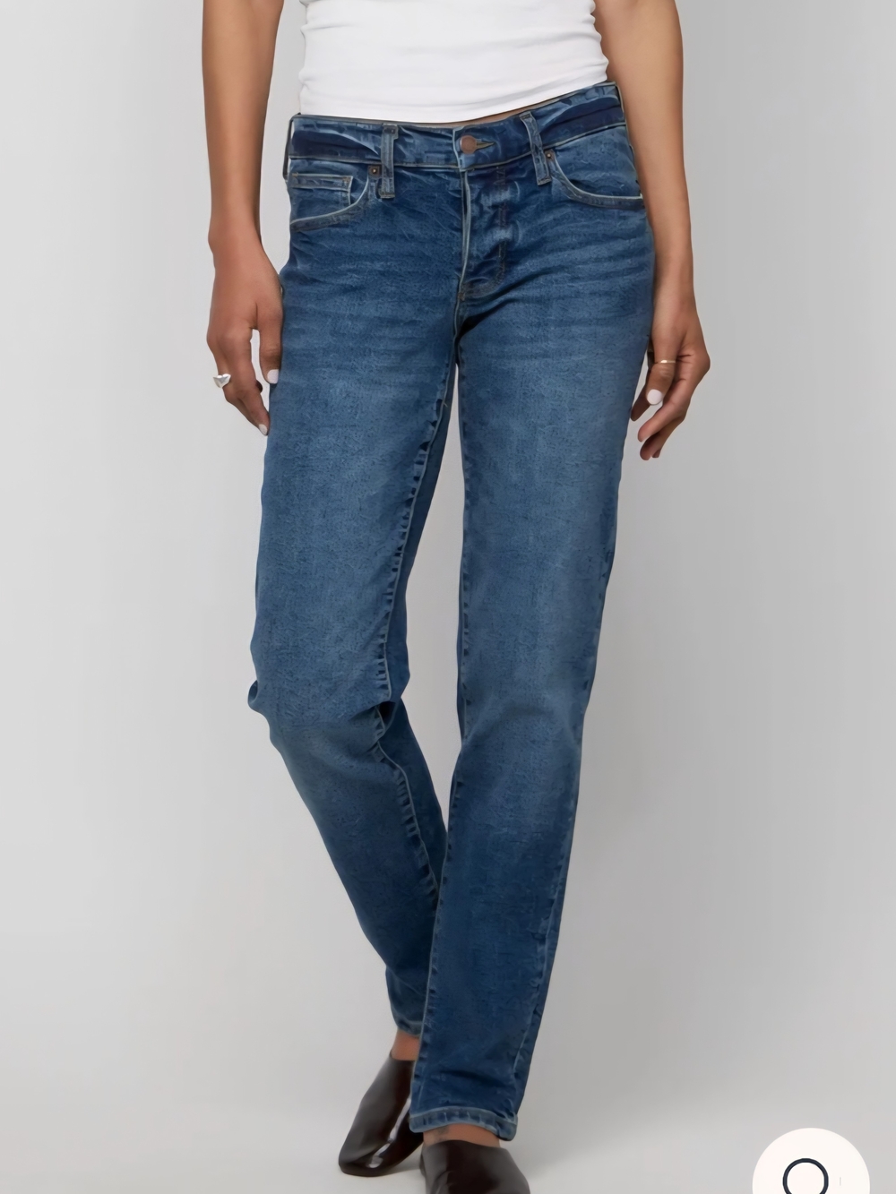 Oliver Logan Low Rise Chester Button Fly Jeans in Dark Aged Vintage Blue - Picture 3 of 10
